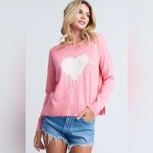 Lisa Todd Tainted Love Heart Breaker Pink Long Sleeve Graphic Sweater Sz Large